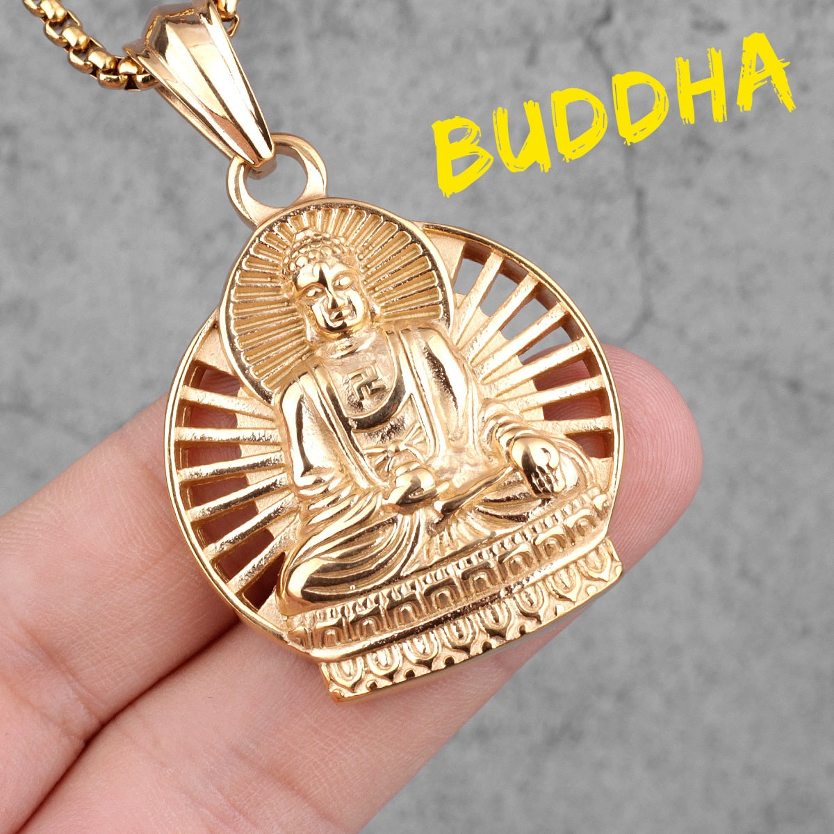 Buddhism Buddha Gold Silver Color Sainless Steel Men Necklace Pendant Chain for Boyfriend Male Jewelry Creativity Gift Wholesale - Charlie Dolly