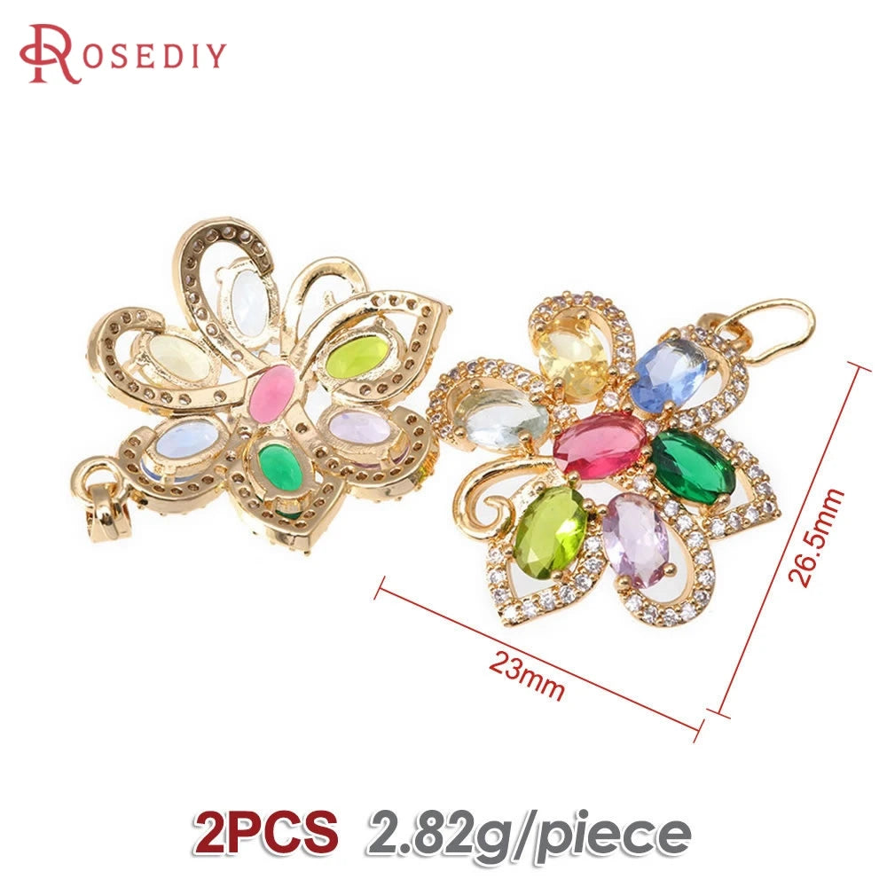 18K Gold Color Brass and Zircon Lotus Flower Necklaces Charms Pendants High Quality Diy Jewelry Accessories Making Supplies