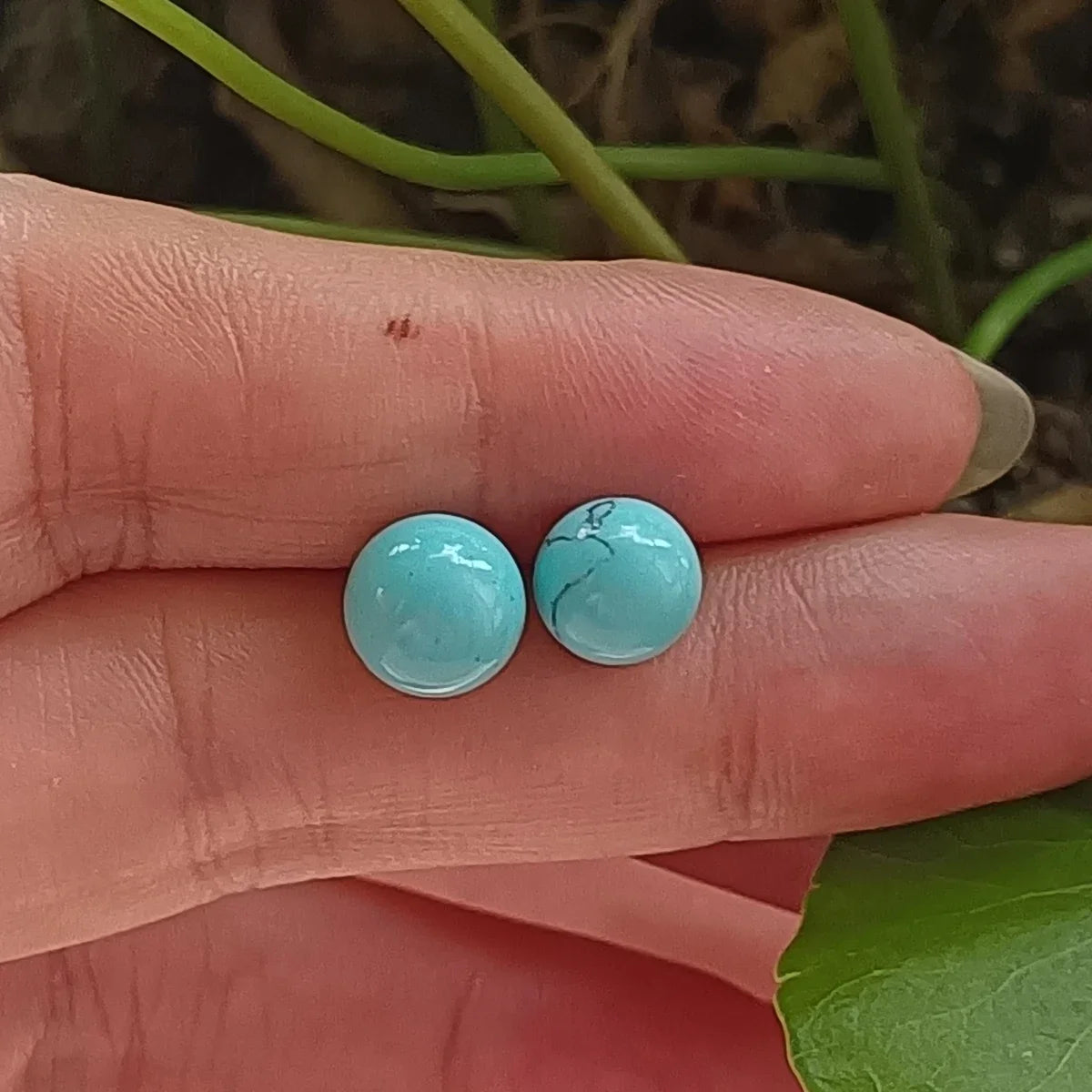 1 Pair Natural Stone Stud Earrings For Women Men Round Turquoises Tiger Eye Lapis Lazuli Beads Earring Fashion Jewelry Gift