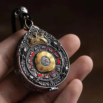HX فضي اللون Jiugong Bagua العلامة التجارية Gawu صندوق خمر كبار بوذا قلادة مجوهرات نسائية اكسسوارات