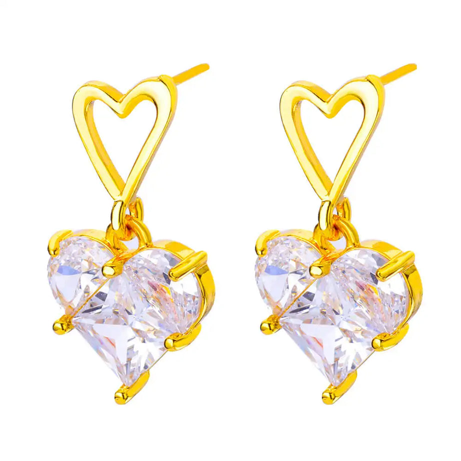 Colorful Enamel Heart Stud Earrings Jewelry