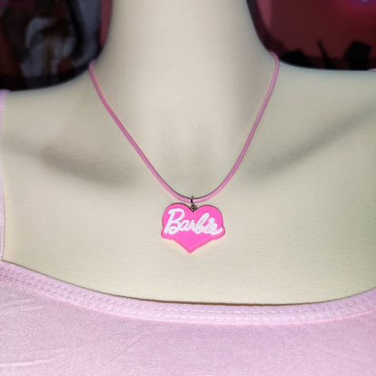 Anime Y2K Barbie Girls Necklace Kawaii Cartoon Doll Pendant Necklaces Fashion All-Match Women Girls Jewelry Accessories Gift Toy