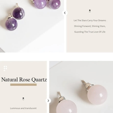 Natural Stone Agate Quartz Lapis Lazuli Tiger Eye Round Bead Stud Earrings Women Fashion Simple Stainless Steel Crystal Ear Stud - Charlie Dolly