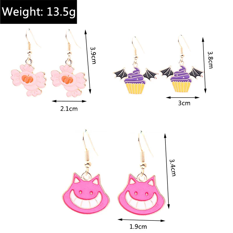 Aihua Fashion Halloween Earrings Enamel Ghost Pumpkin Skeleton Mummy Bat Drop Earrings For Women Halloween Night Party Jewelry - Charlie Dolly