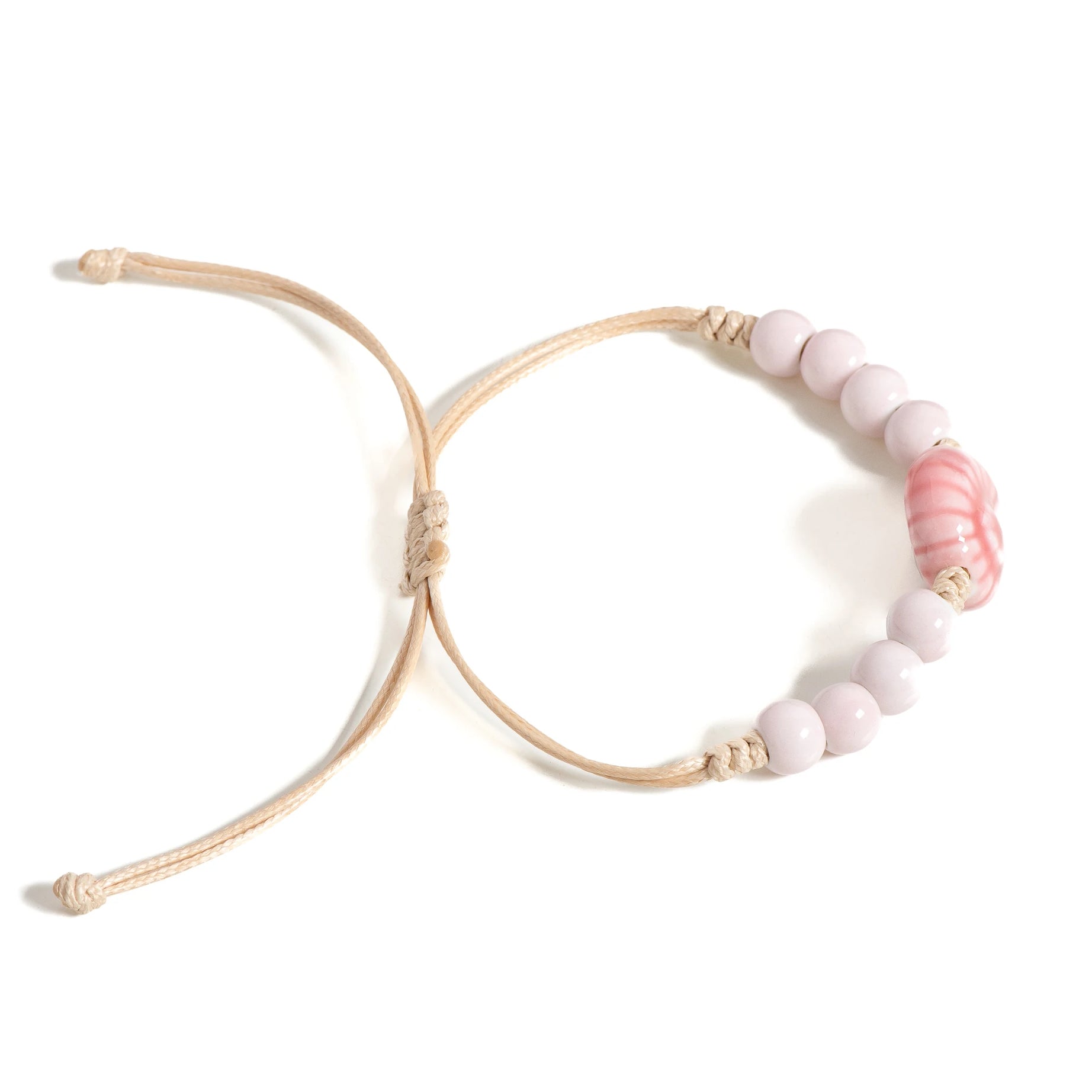 Handmade Pink Snail Shell Ceramic Boho Bracelet