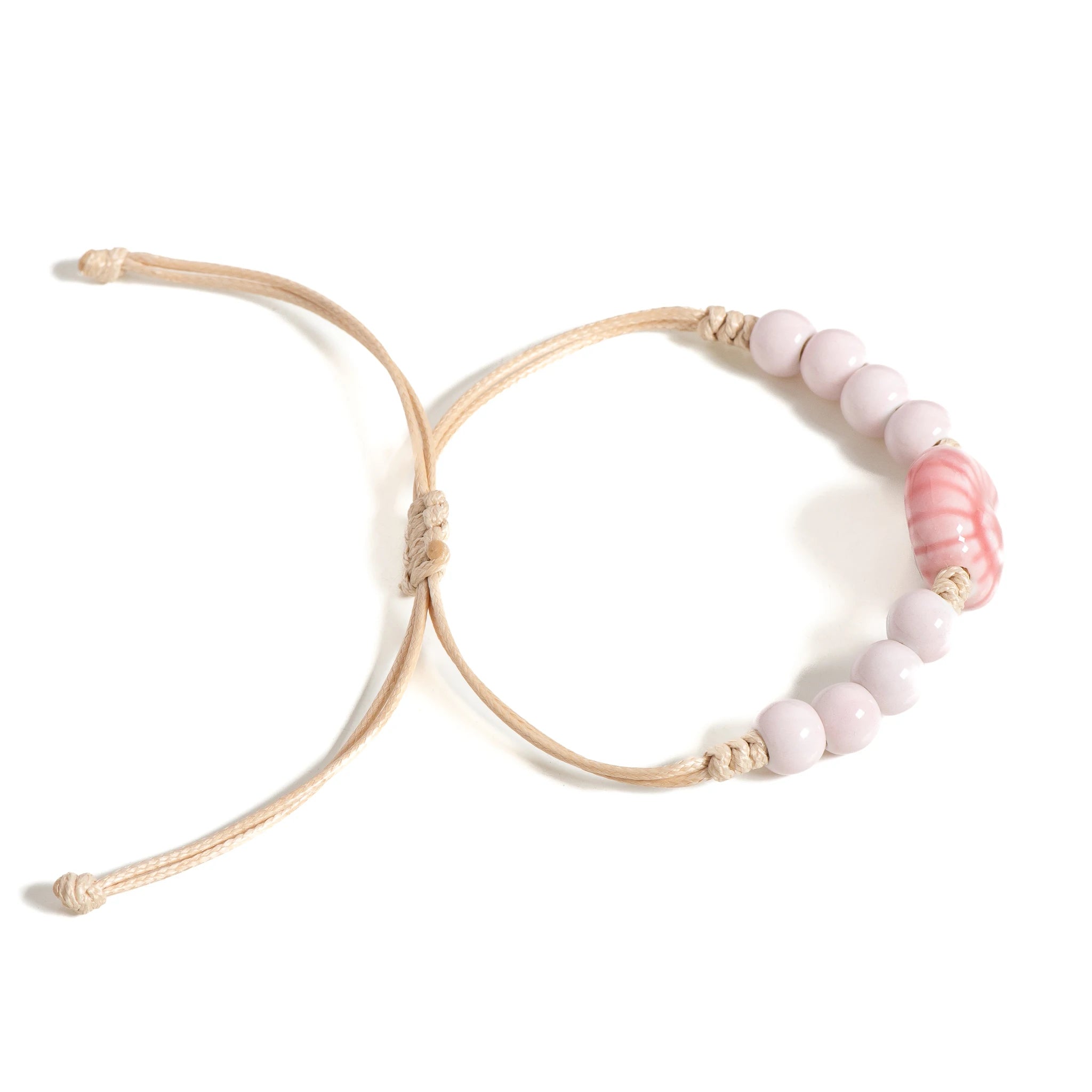 Handmade Pink Snail Shell Ceramic Bracelet Adjustable Boho Jewelry for Women & Men partner geschenke – S02-006