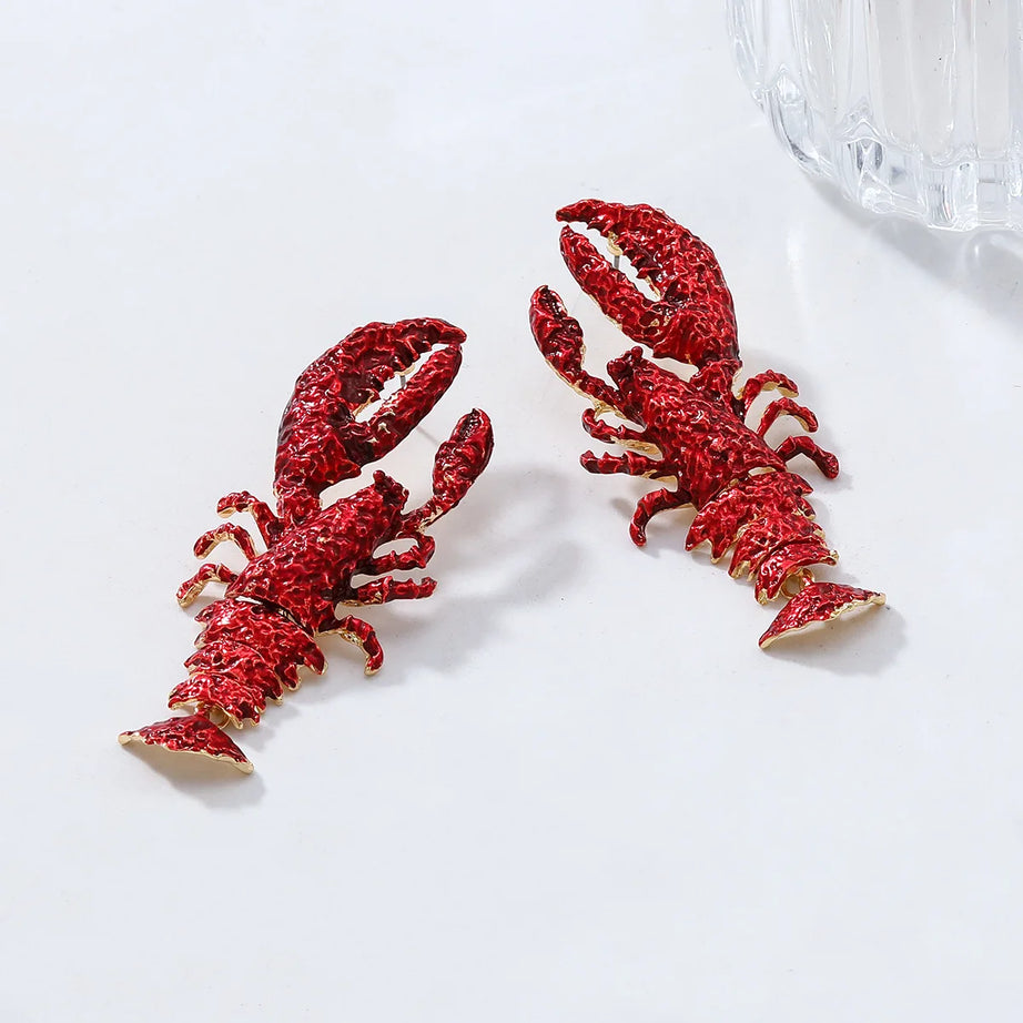 Enamel Lobster Ocean Drop Earrings Jewelry