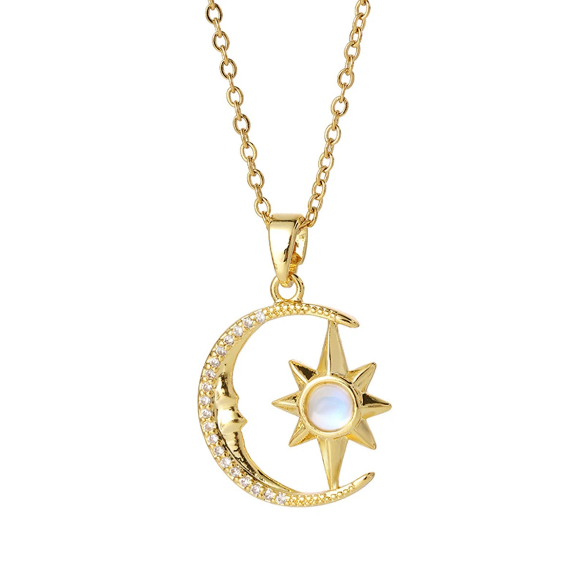 Women's Light Luxury Fashion Moon Necklace High-End Star Pendant Stainless Steel Collarbone Chain Jewelry Accessory