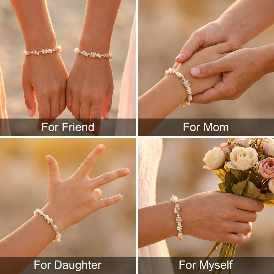 Natural Shell Chip and Conch Boho Bracelet