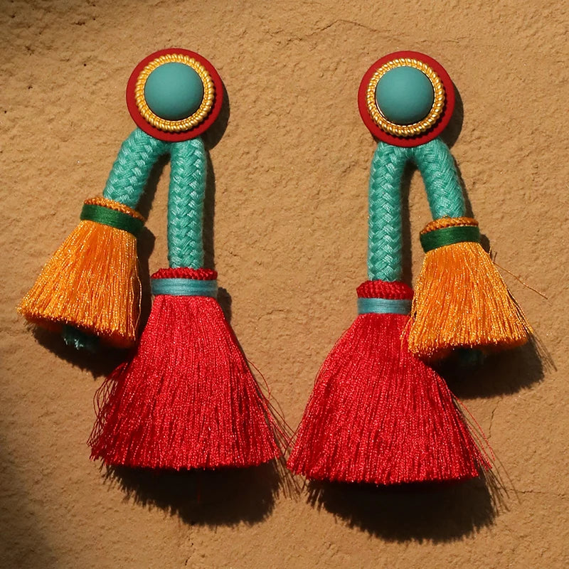 New Boho Long Tassels Dangle Earrings Exaggerated Earrings Handmade For Women Wedding Party Jewelry Dress Accessories