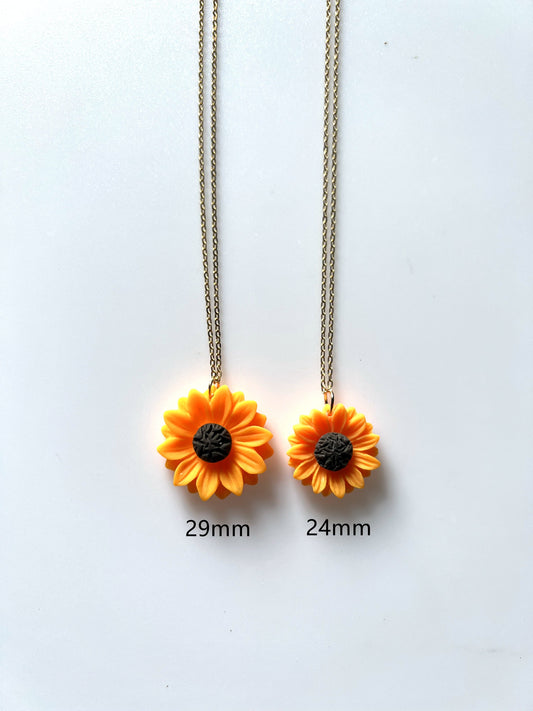 Resin Pendant  Sunflower Necklace for Women Stainless Steel Gold Color Long Chain Jewelry Accessories - Charlie Dolly