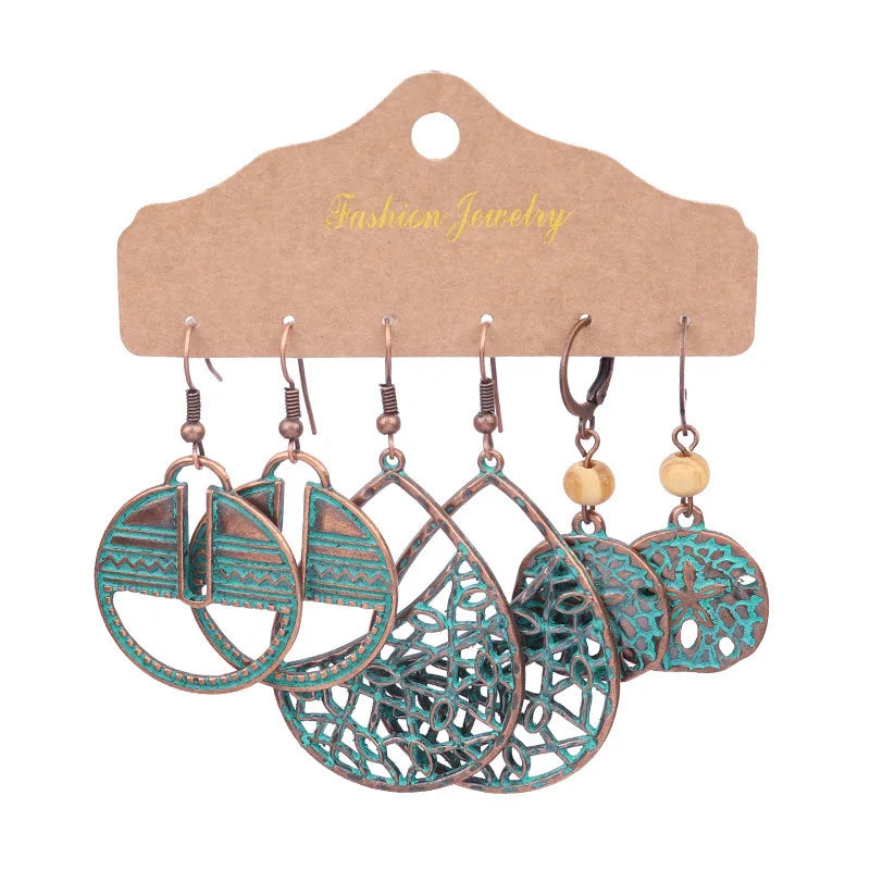 Boho Ethnic Dangle/Round Earrings For Women Vintage Fashion 2024 Earrings Sets Pendientes Earring Unusual Pendant Jewelry Female