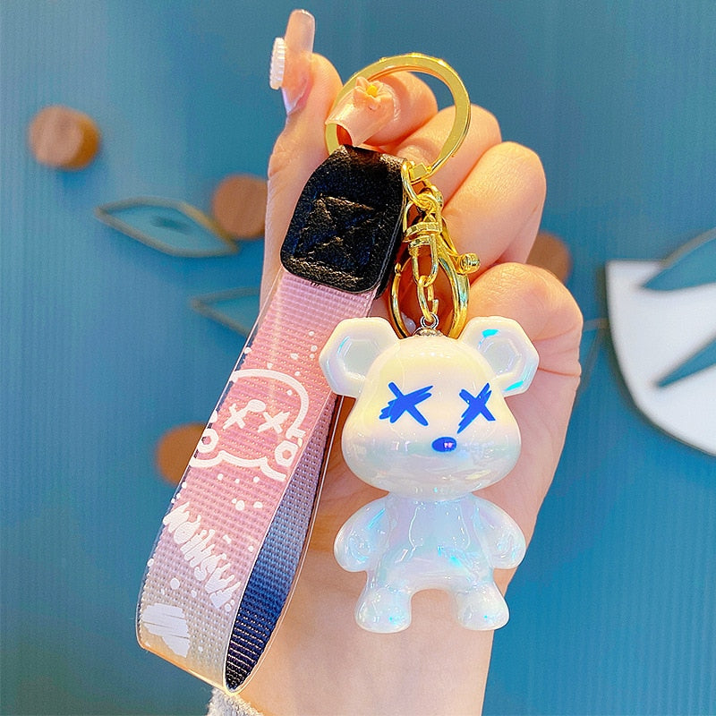 Cute Resin Keychain Charm Tie The Bear Pendant For Women Bag Car KeyRing Mobile Phone Fine Jewelry Accessories Kids Girl Gift - Charlie Dolly