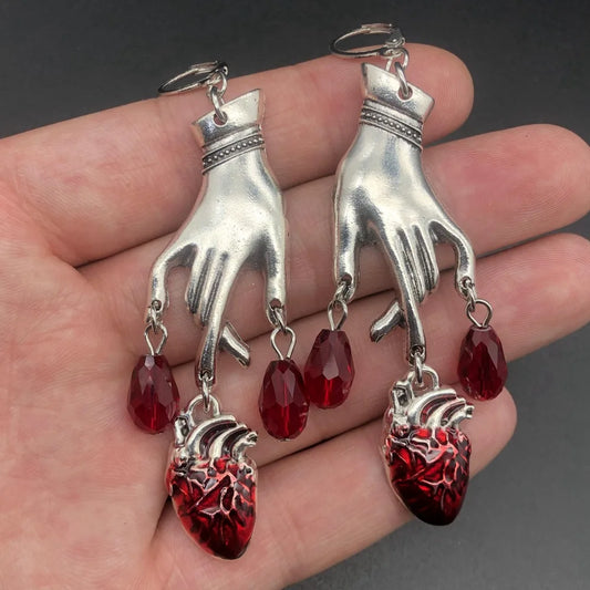 New retro water drop ruby earrings with fashionable and exaggerated Ear Studs, Halloween gift