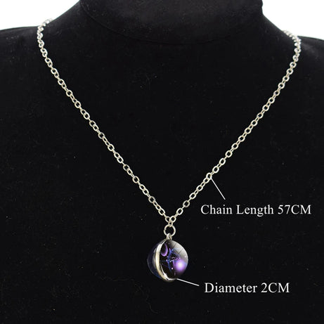Zodiac Constellation Glow-in-the-Dark Pendant Necklace, Luminous Astrology Talisman