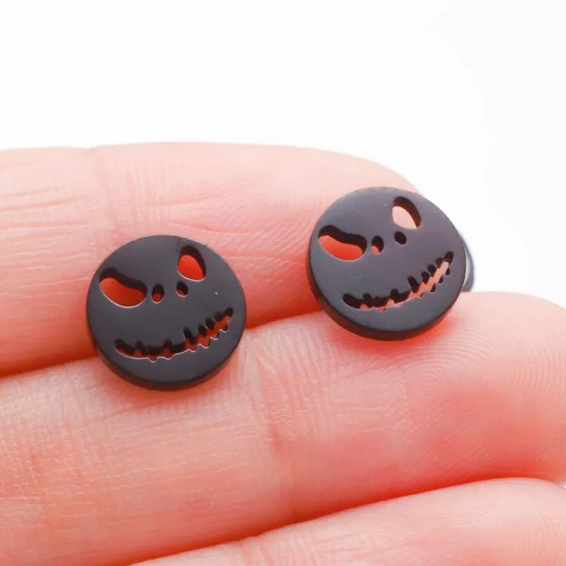 Cute Halloween Cartoon Ghost Earrings Stud For Women Stainless Steel Ear Piercing Black Earrings Minimalist Free Shipping - Charlie Dolly