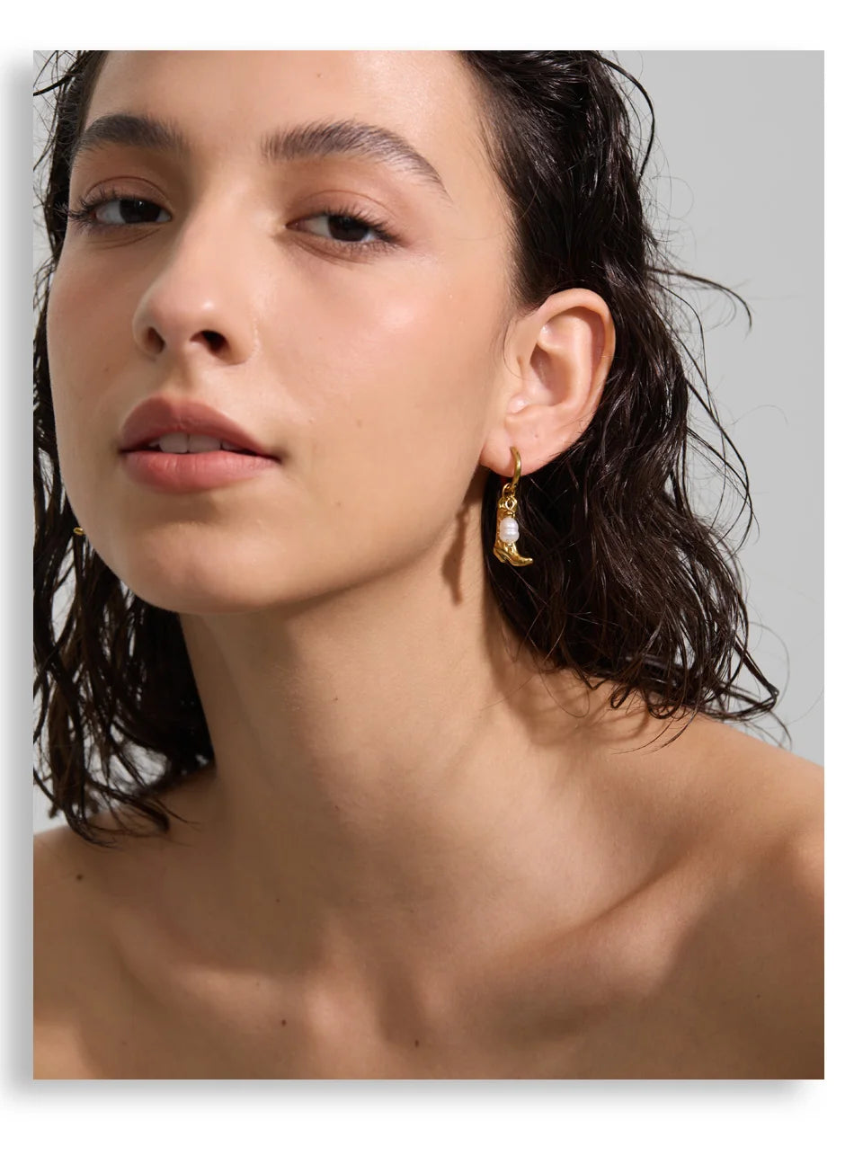 Yhpup Natural Tiger Stone Boots Shoes Pendant Drop Hoop Earrings Stainless Steel Charm Vintage Fashion Jewelry Prevent Allergy