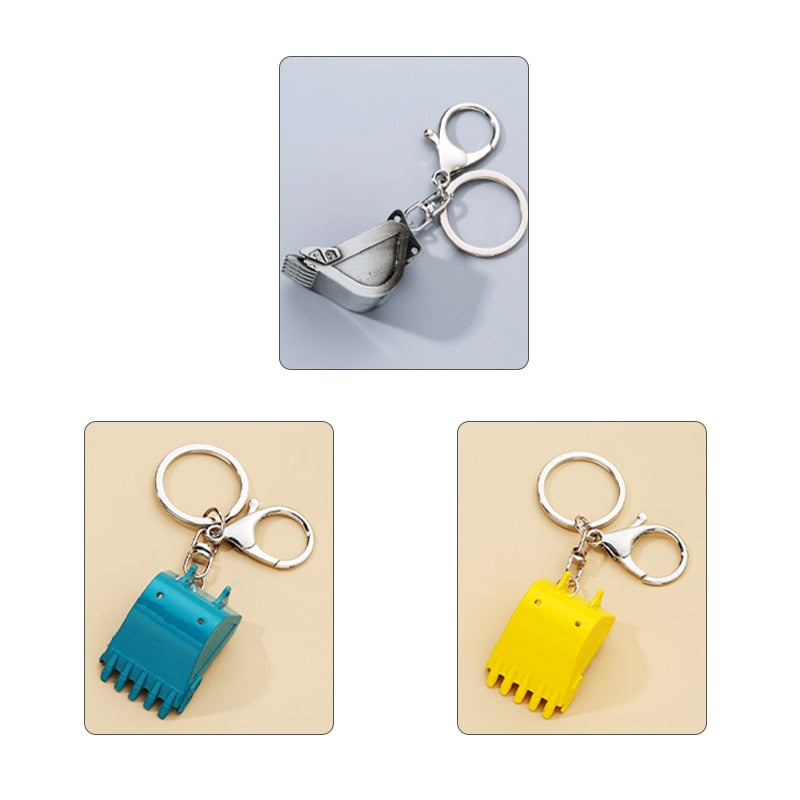Creative alloy bulldozer keychain three-dimensional excavator tools car key pendant accessories metal key ring pendant - Charlie Dolly