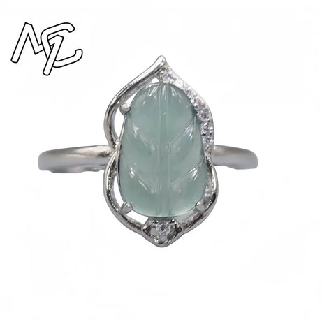 S925 Silver Burmese Jade Flower, Gourd & Butterfly Adjustable Ring, Sacred Amulet