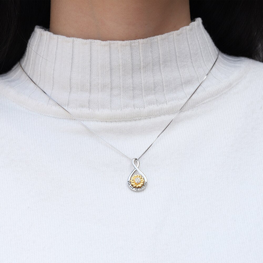 925 Sterling Silver Infinity Rotatable Spinner Anxiety Fidget Sunflower Pendant Worry Stress Relief Necklaces Jewelry for Women - Charlie Dolly