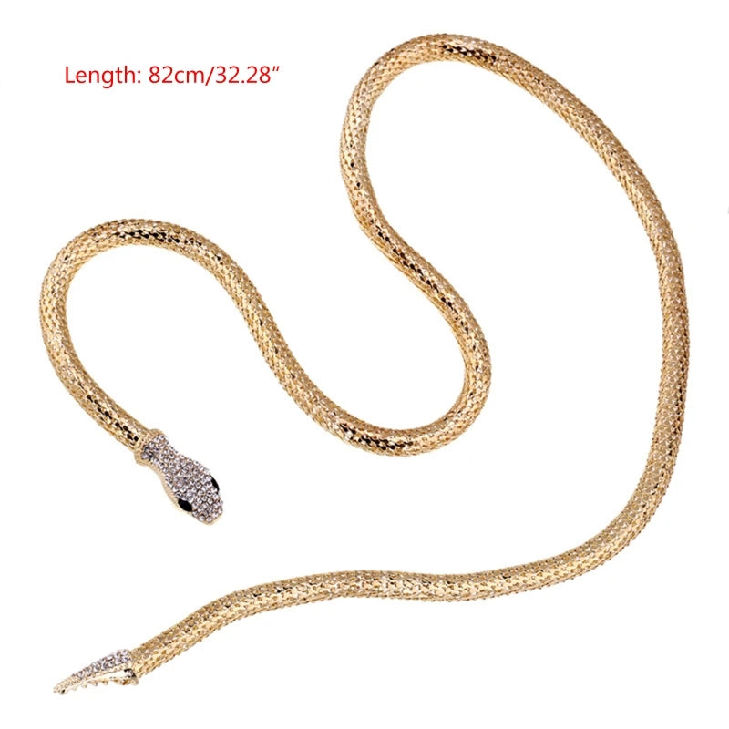Snake Choker Necklace Retro Adjustable Snake Shape Collar Necklace Curved Design for Rhinestone Halloween Jewelry for Wo - Charlie Dolly
