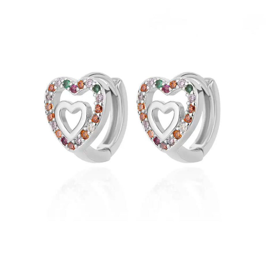 Colorful Enamel Heart Stud Earrings Jewelry