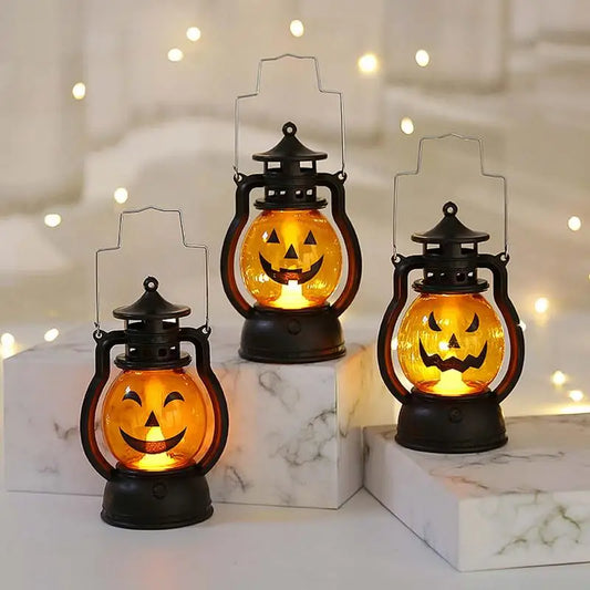 2024 New Halloween LED Retro Pumpkin Lantern Battery Operated Flickering Pumpkin Lanterns For Garden Landscape Decoration