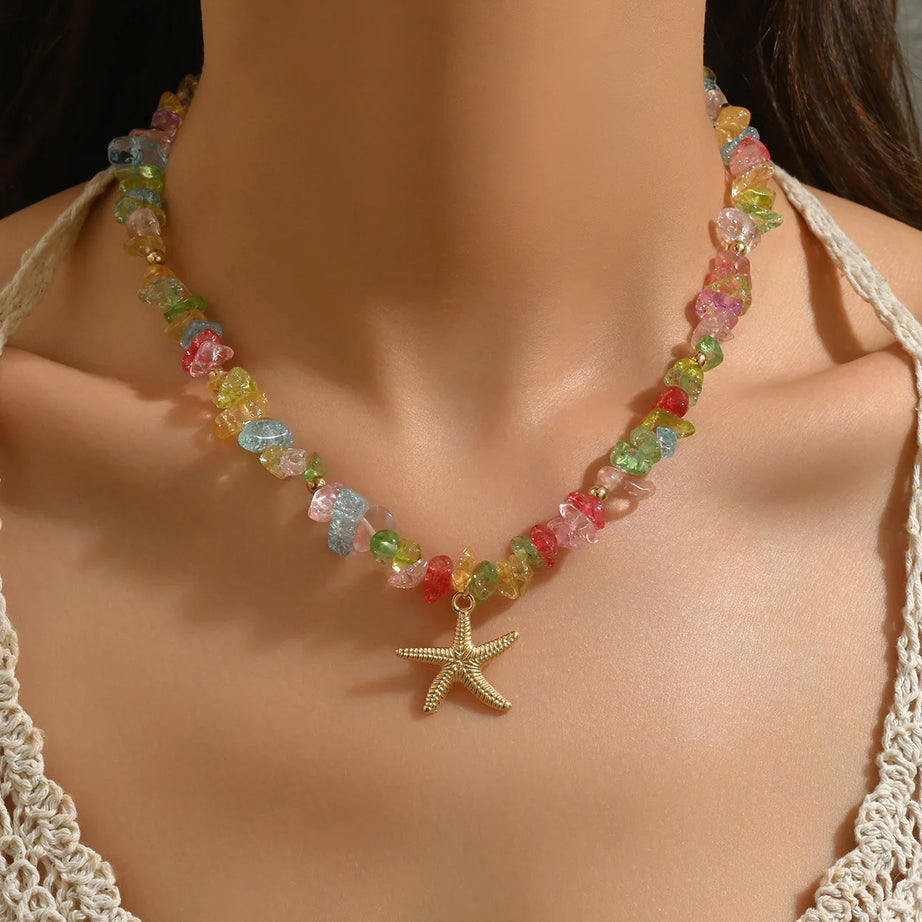 Beach Seashell and Starfish Handmade Beaded Boho Choker