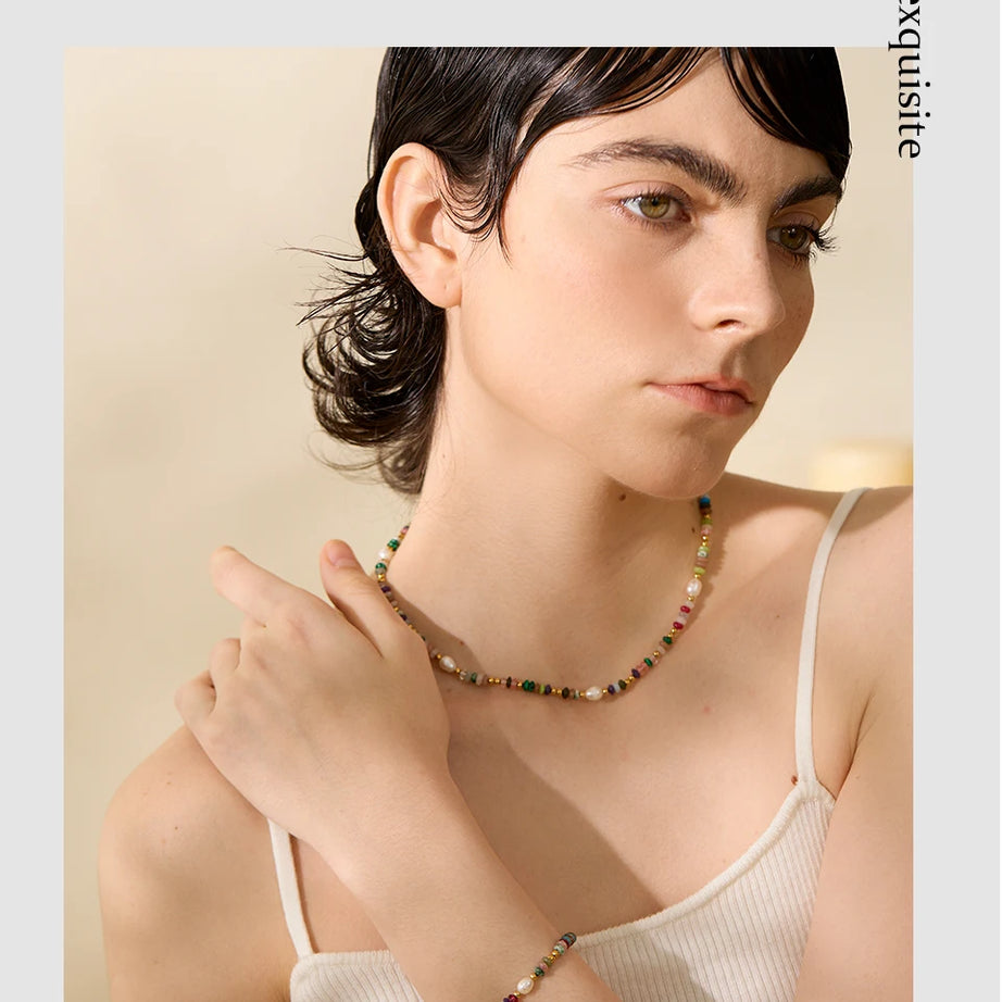 Natural Pearl Stone Boho Necklace