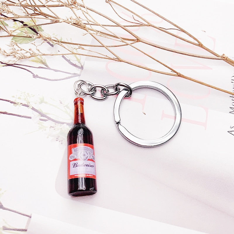 Wine Bottle Keychain Resin Simulation Mini Beer Cocktail Men Women Boyfriend Key Chain Alcohol Lovers Father's Day Gift - Charlie Dolly