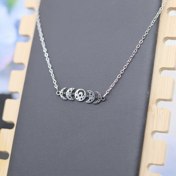Kinitial Vintage Celestial Moon Phase Choker Necklace Boho Gothic Witch Luna Pendant Necklace Jewelry For Women