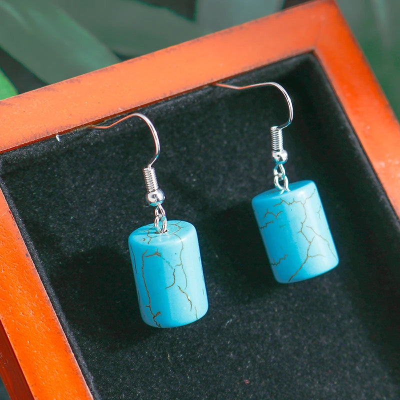 Boho Vintage Turquoise Water Drop Stud Earrings for Women Star Heart Flower Tribe Earring Statement Valentine Day Gift Jewelry