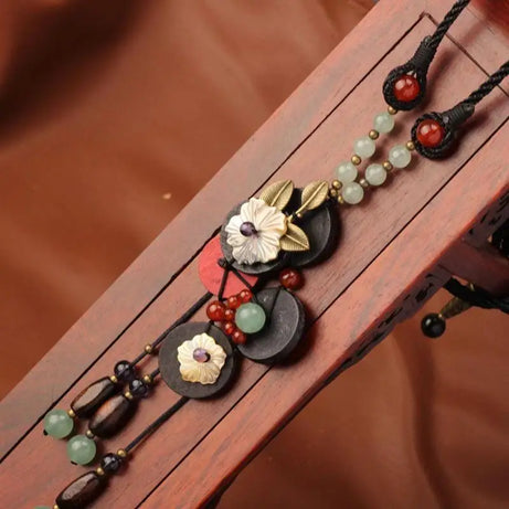 Turquoise Wood Jade Long Sweater Chain Necklace Jewelry