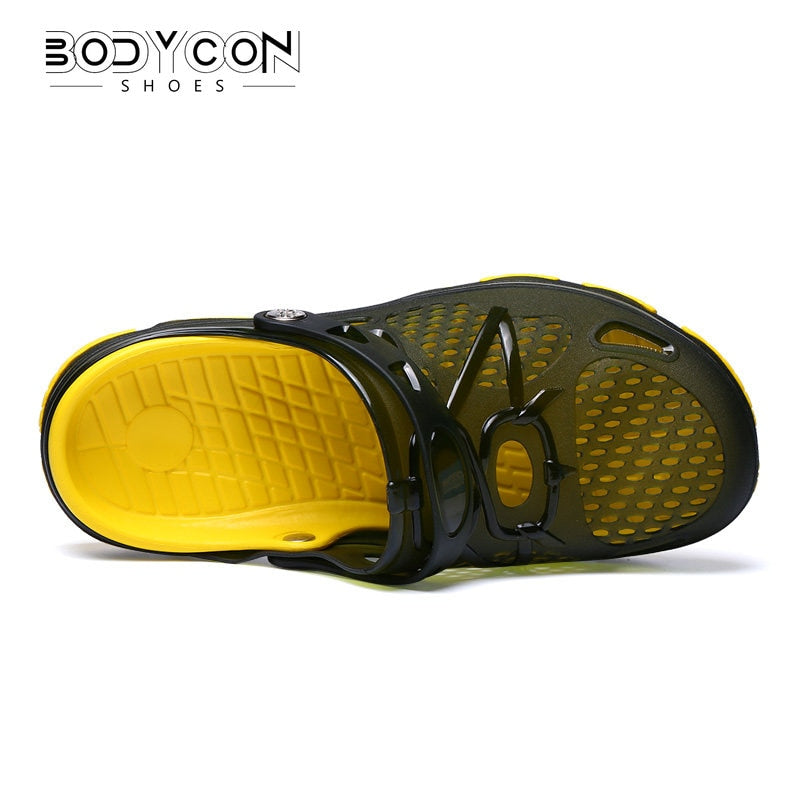 Summer Men Hollow Casual Breathable Slippers Outdoor Sports Beach Shoes Garden Light Weight EVA Double Color Jelly Flip Sandals - Charlie Dolly