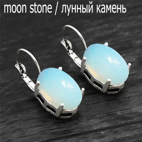 Vintage Natural Lapis Lazuli Tiger Eye Claw Cuff Earrings For Women Antique Silver Plated Natural Stone Unakite Fashion Earring - Charlie Dolly