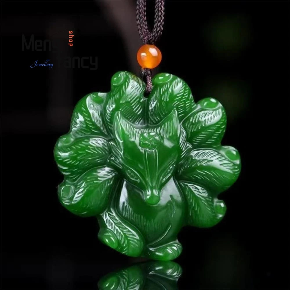 الطبيعية Hetian اليشم الدخان الأرجواني المياه واضحة سبعة اللون تسعة الذيل الجنية الثعلب قلادة شعبية الأزياء والمجوهرات الجميلة هدية عيد