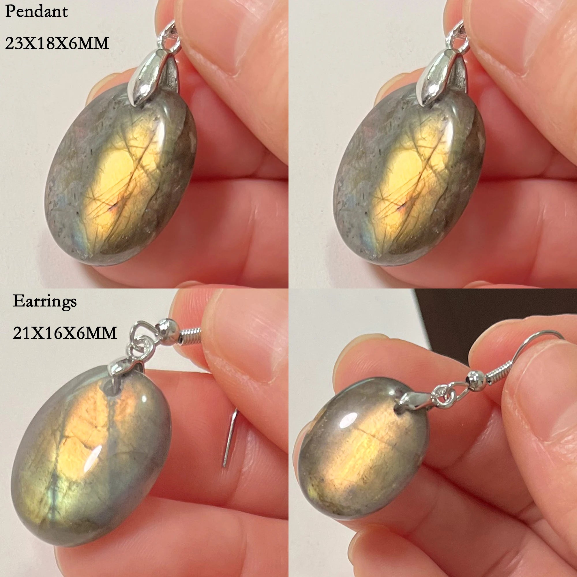 Women Men Irregular Shape Bead Natural Stone Blue Labradorite Earrings