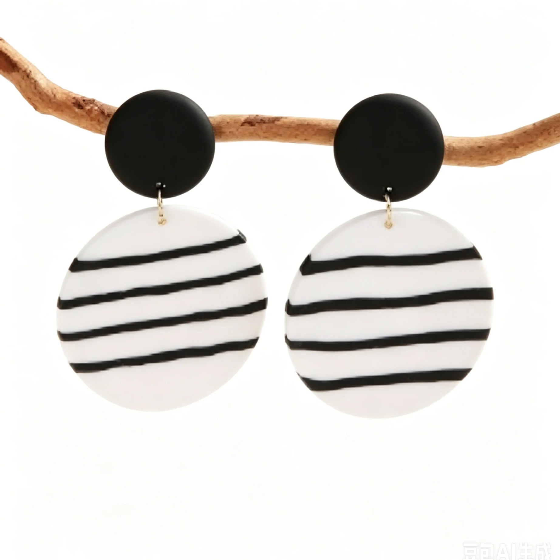 Striped Polymer Clay Rainbow Dangle Earrings Jewelry