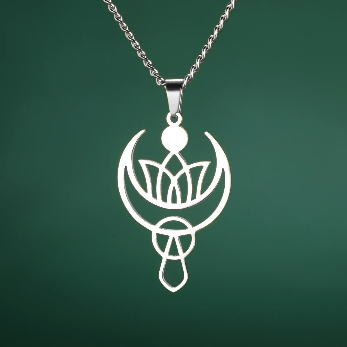 Dawapara Lotus Flower of Life Necklace Stainless Steel Women Jewelry Buddhism Peace Symbol Yoga Meditation Amulet Pendant