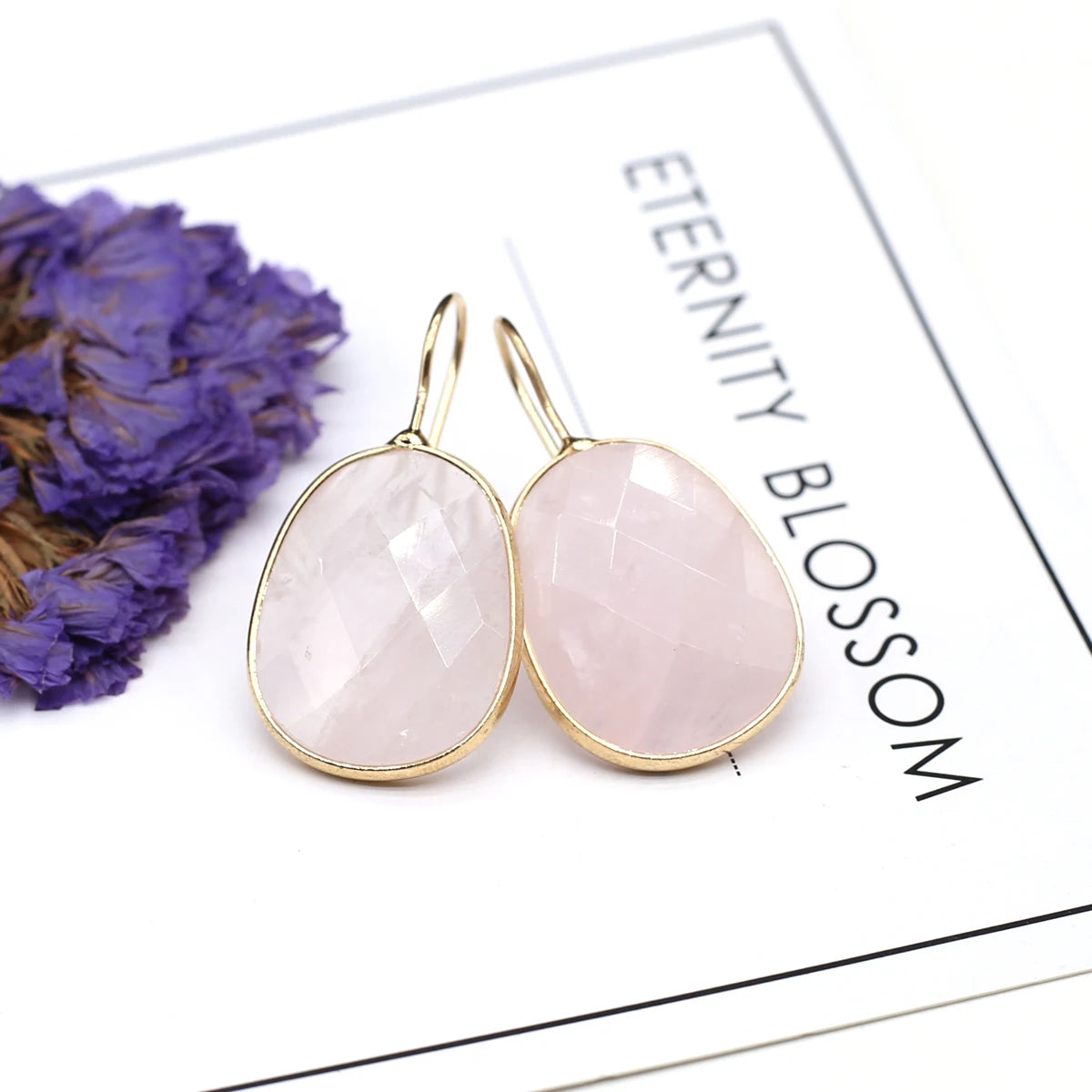 Hot Sale Natural Stone Lapis Lazuli Pink Crystal Faceted Dangle Earring Reiki Eardrop Women Hook Dangle Earrings Party Jewelry