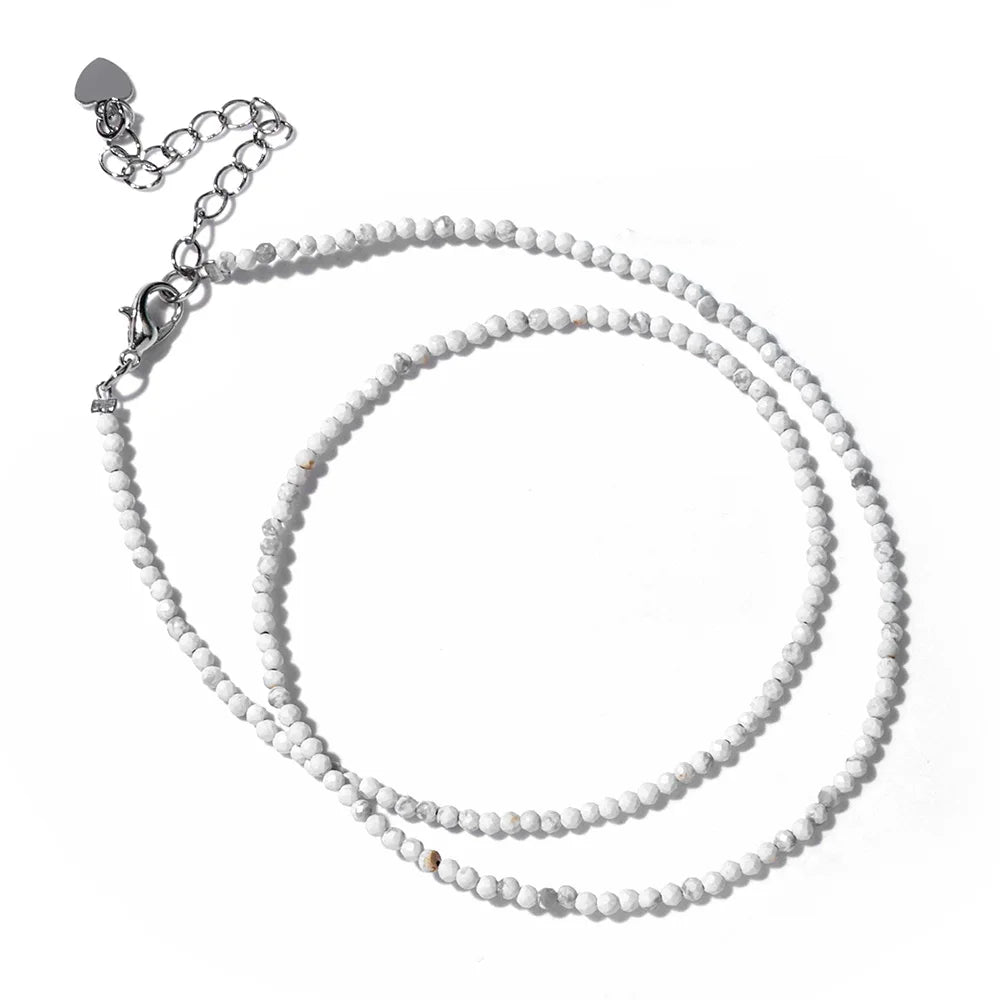 2mm Natural Stone Beads Necklace Handmade Mini lapis lazuli Amethysts Turquoises Beaded Necklaces for Women Boho Jewelry Gift