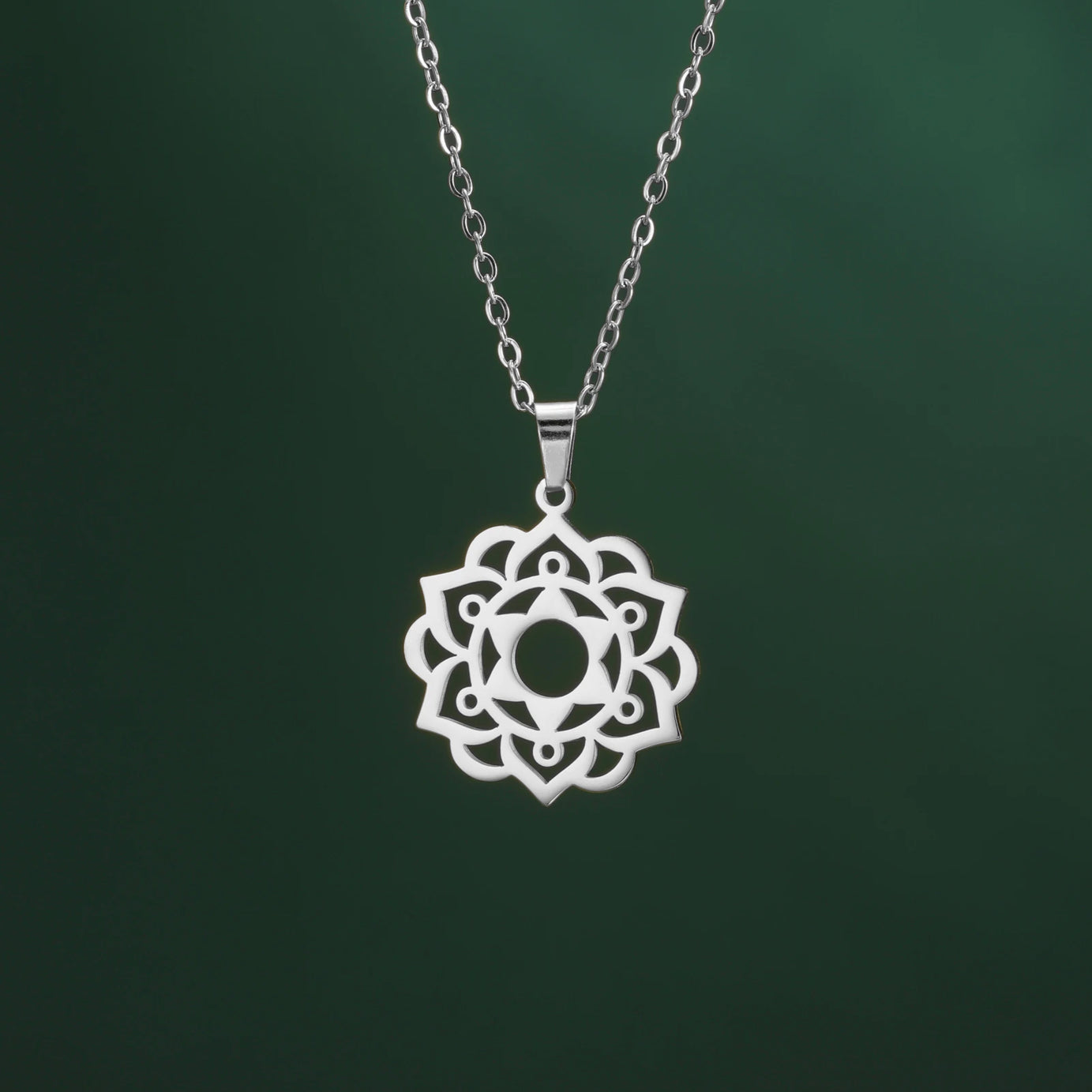 Yoga Lotus & Flower of Life Pendant Necklace, Stainless Steel Chakra Healing Amulet