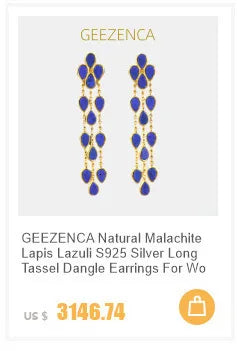 GEEZENCA 925 Silver Lapis Lazuli White Crystal Women's Drop Earrings 18K Gold Heart Waterdrop Dangle Earring Love Gift For Her