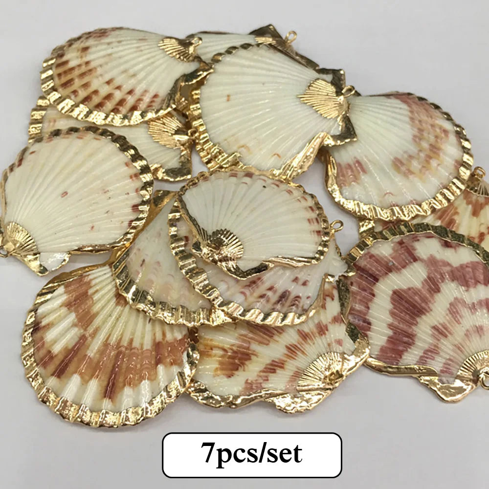 2/5/7Pcs/Set Boho Style Sector Shell Pendant Charms for DIY Necklace Bracelet Anklet Furniture Accessories Sewing Craft Jewelry