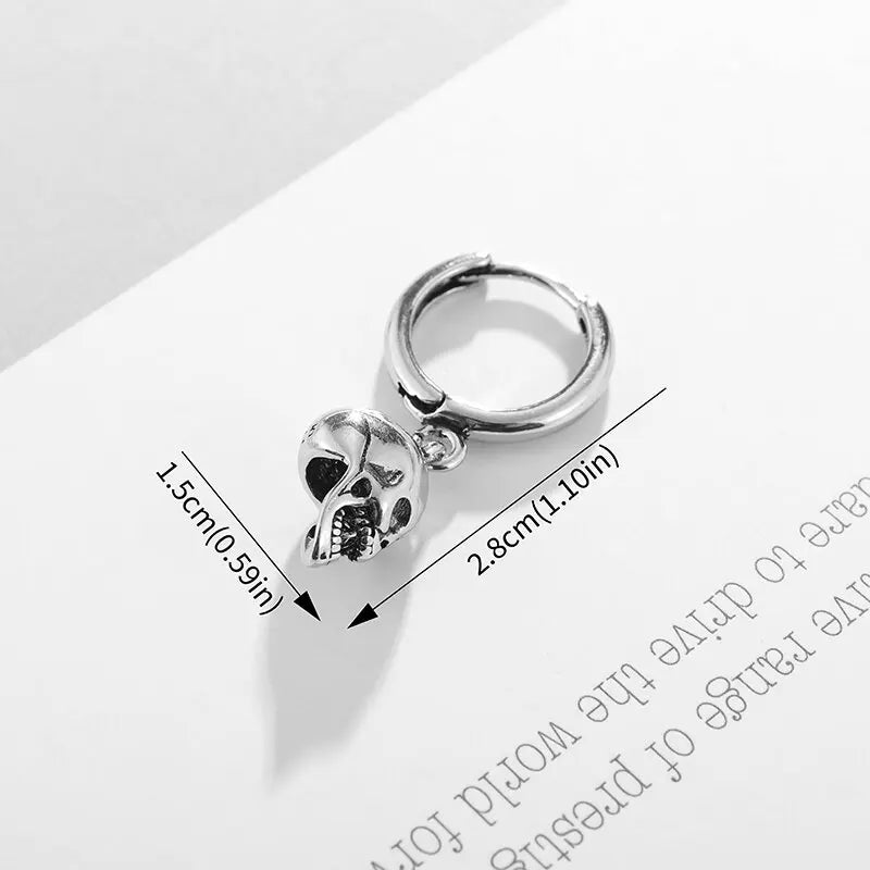 Silver-Plated Skull Earrings Gothic Ghost Head Hypoallergenic Earrings for Men and Women Punk Rock Trendy Halloween Jewelry - Charlie Dolly