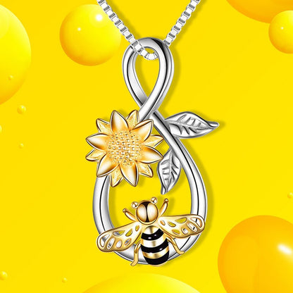 Bee Sunflower Necklace Flower Men&#39;s and Women&#39;s Collar Pendant Personality Fashion Send Girlfriend Birthday Christmas Gift
