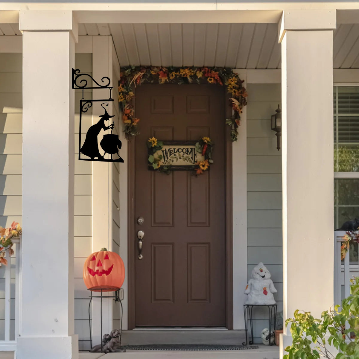 Halloween Metal Sign Witch Shape Iron Witch Boiler Silhouette Wall Mural Spooky Mysterious Witch Hanging Signage Horror - Charlie Dolly