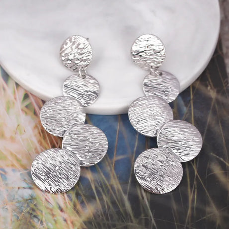 Irregular Disc Multilayer Long Drop Earrings Jewelry