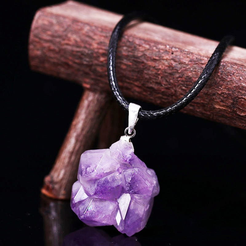 Natural Amethyst Irregular Rough Stone Pendant Clavicle Transparent Quartz Lady Fashion Jewelry Healing Lucky Necklace Gift - Charlie Dolly