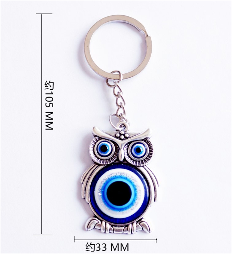Lucky Owl Greek Turkish Blue Evil Eye Key Chain Car Key Pendant Animal Fashion Keychain Holder Bag Accessories Jewelry Wholesale